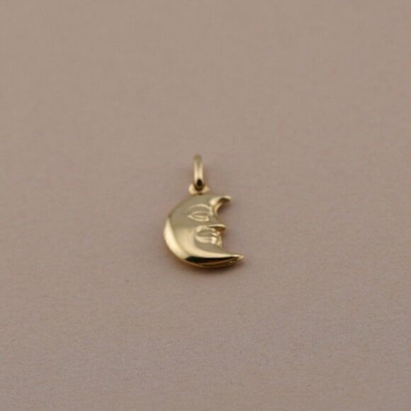 14k Real Gold Halfmoon Charm | Halfmoon Pendant | Birthday Gift | Timeless Gift - Picture 2 of 5